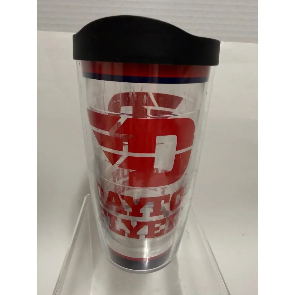 Tervis Tumbler Dayton Flyers Insulated Travel Cup 16oz Clear Red Black Lid NCAA